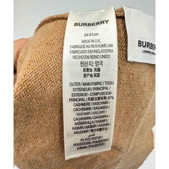 Burberry BB Roundel Logo Graphic Cashmere Blend Beanie Camel - Picture 7 of 10